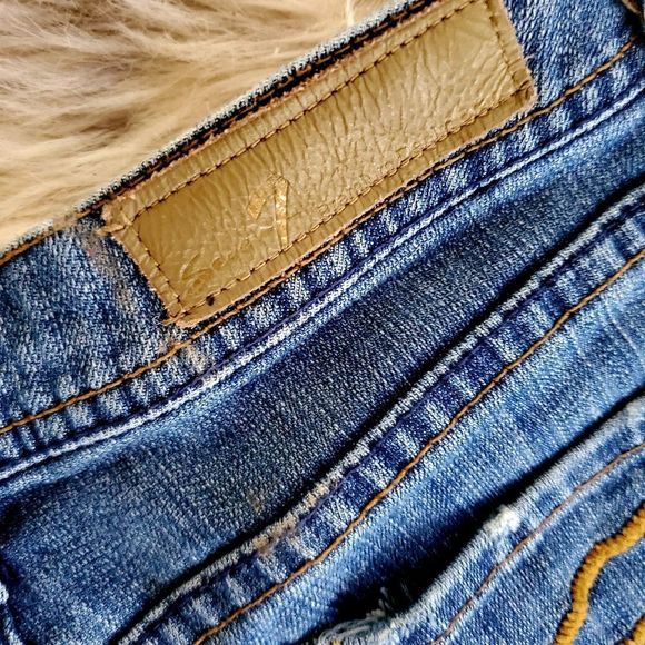 SEVEN7 DENIM JEANS IN CLASSIC FLARE MEDIUM WASH DISTRESSED TONE WITH STRETCH - Picture 8 of 11